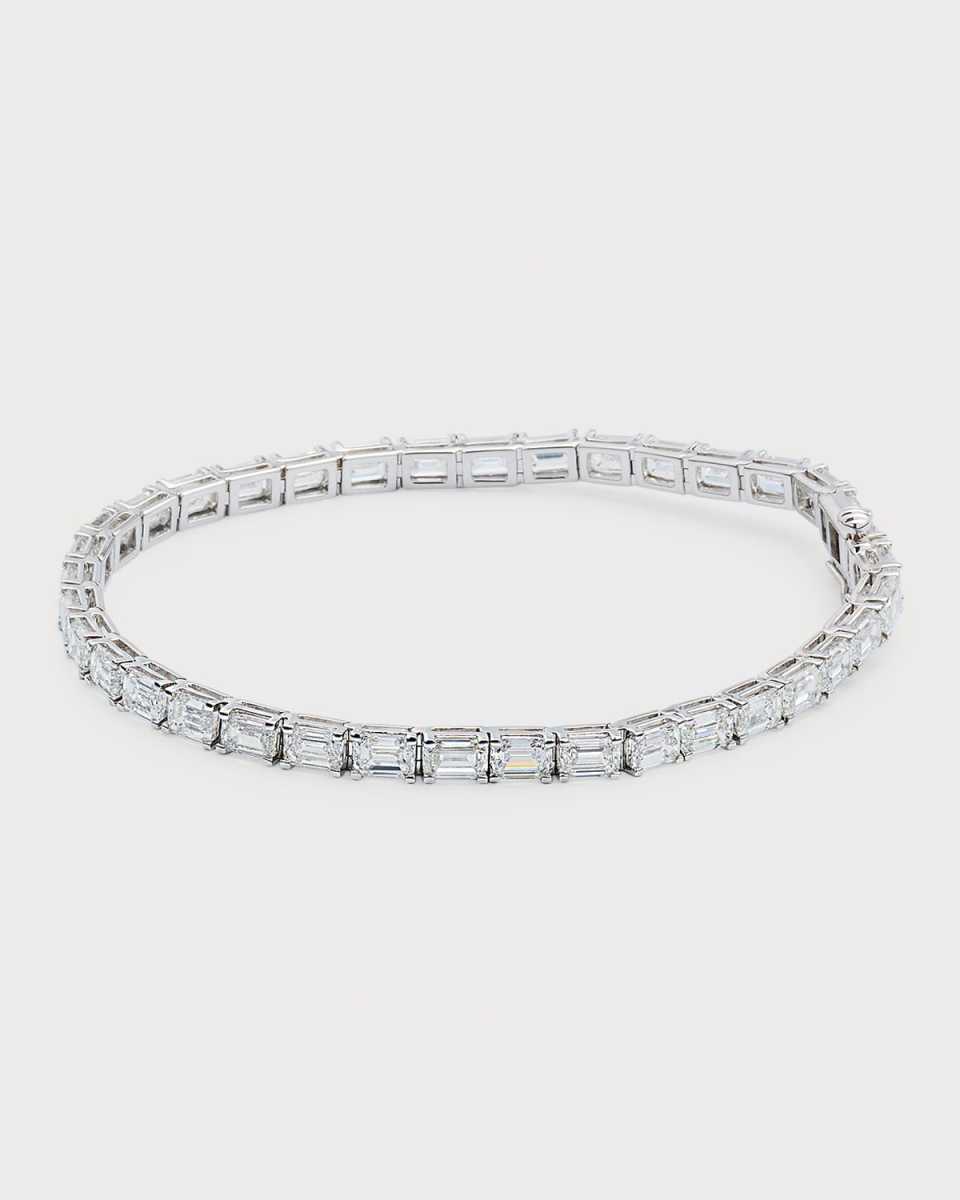 18K White Gold Emerald-Cut Diamond Bracelet, 7"L, 12.0tcw